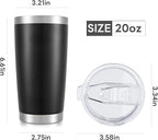 20 oz Tumbler with Lid Stainless Steel Insulated Tumblers Bulk Double Wall Vacuum Cups Powder Coated Travel Mug Keep Drinks Cold and Hot, Black, 12 Pack