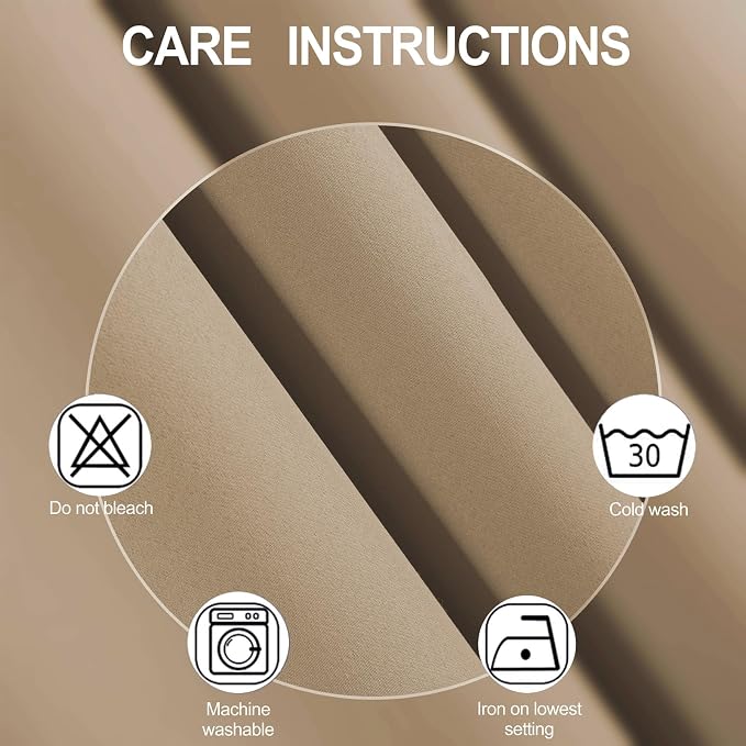 Natural Blackout Curtains 66 x 63 Inch Length/Set of 2 Curtain Panels/Thermal - Image 4