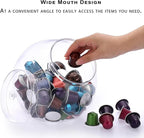 ELLDOO Clear Slanted Plastic Storage Jar with Lid, 80 Oz Wide Mouth Laundry Pods Container, Coffee Pods Holder for Nespresso K Cup, Candy Cookie Jars for Coffee Bar Kitchen Breakroom