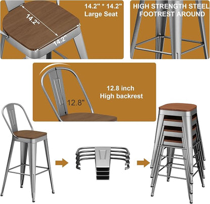 Andeworld Metal Bar Stools Set of 4, 24 inch Counter Height Barstools - Image 6