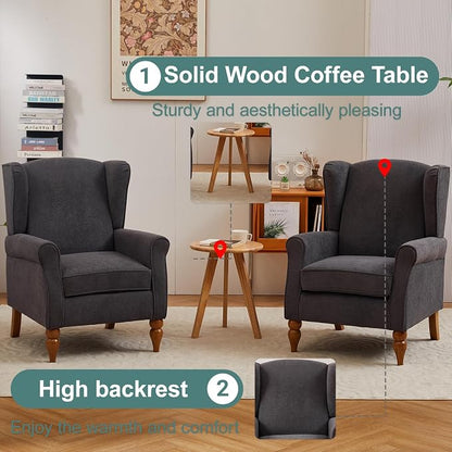 Upholster Accent Armchair & Side Table 2-Piece Set, Chenille Vintage Style - Image 4