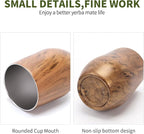 Yerba Mate Cup with Lid, 2 Bombillas, Cleaning Brush, 11.8oz Stainless Steel Double-Wall Insulated Gourd (Wood)