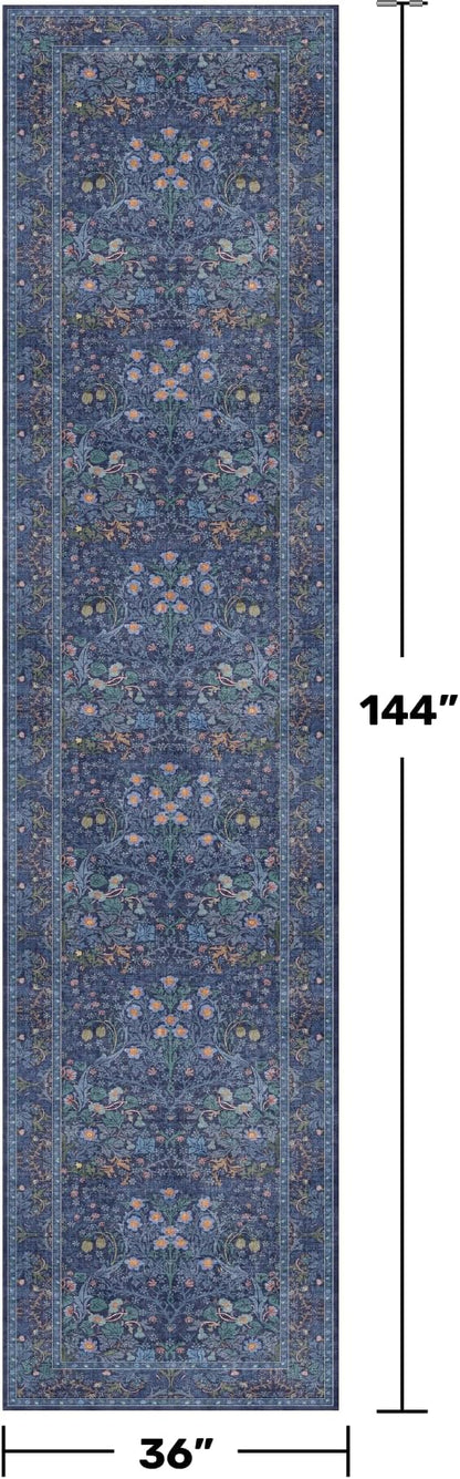 Dark Blue 3x12 Extra Long Wide Runner Rug - Image 2