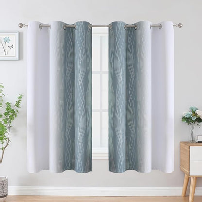 Stone Blue and Greyish White Blackout Curtains - Image 2