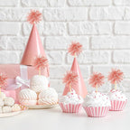 80 Pcs Firework Cupcake Topper Rose Gold Graduation Cake Decorations Foil Frill Toothpicks for Party Decoration, Cake Toppers, Picnics, Bar, Birthday, Holiday (Rose Gold)