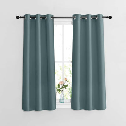 NICETOWN Greyish Blue Short Blackout Curtains by NICETOWN