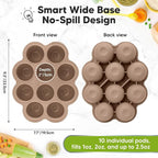 KeaBabies Silicone Food Freezer Trays with Lid, 2oz x 10 Pods Baby Food Storage Containers, Easy Puree Meal Prep, Breast Milk Silicone Freezer Molds, Dishwasher, Microwave Safe,BPA-Free(Chai Latte)