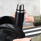 Stainless Steel thermo Bottles with cup 700ml/23.7oz Vacuum Insulated Bottle for hot and cold coffee drink water thermo flask with cup.(Black,700ml)