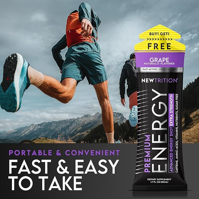 NewTrition® Extra Strength Energy Shots, 250mg Caffeine Energy Shots with Vitamin B & Amino Acids, Sugar-Free Vitamin Energy Shot, 1.7 fl oz (Pack of 24, 4 Flavors-Mixed-1)