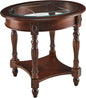 LEEMTORIG Oval Round Glass End Table, 2-Tier Solid Wood Glass Top End Side by LEEMTORIG