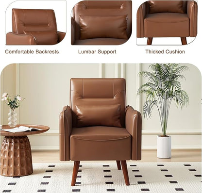 Bonzy Home Mid-Century Modern Faux Leather Accent Chair Set of 2 - Image 4