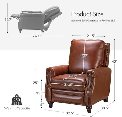 HULALA HOME Genuine Leather Manual Recliner Chairs Set of 2 - Image 2