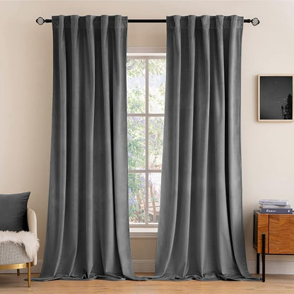 MIULEE Grey Velvet Curtains 52x96 inches 2 Panels Luxury Blackout Curtains | by MIULEE