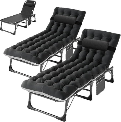 ABORON 2PK Oversized Chaise Lounge Chair, 5 Positions Padded Outdoor Tanning by ABORON
