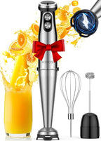 KOIOS Immersion Blender, 1000W Anti-scratch 3-in-1 Hand Blender, Upgraded 12 Speed Stainless Steel Blade Stick Blender with Turbo Mode, Whisk and Milk Frother, Non-BPA, Black