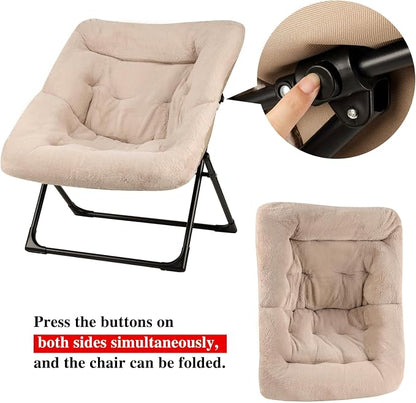Comfy Saucer Chair for Adults, Soft Faux Fur Bedroom Chair, Accent Dorm Chairs - Image 8