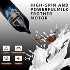 Rechargeable Electric Milk Frother Handheld, Coffee Frother with USB C Charging Stand, Powerful Frother Wand Whisk, Drink Mixer for Lattes, Hot Chocolate, Matcha, etc