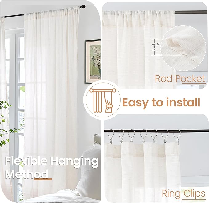 BGment 42X84 Inches Long Linen Curtains - Image 6
