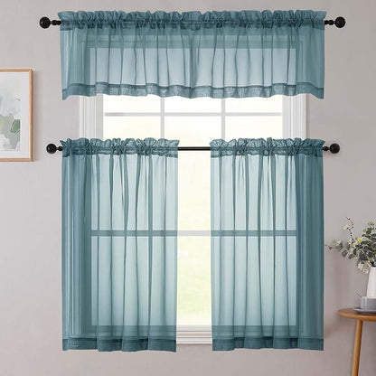Cafe Curtains 36 Inch Length Tier 2 Pieces, Modern Soft Airy Sheer Kitchen - Image 8