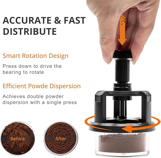 WDT Tool Espresso 51mm, 9 Needle Espresso Stirrer Distribution Tool for Barista, Adjustable Depth Espresso Needle Distributor with Magnetic Base (51mm)