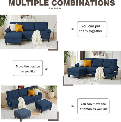 84" Convertible Sectional Sofa, Deep 3-Seat L Shaped Sectional Couch - Image 5