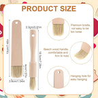 2 Sets Cooking Brush with Wooden Handle Natural Bristles Oil Brush for Cooking Butter Brushes for Oil and Sauce Pastry Brushes for Baking Kitchen Basting Spreading Baking Grilling Bbq Barbecue Food