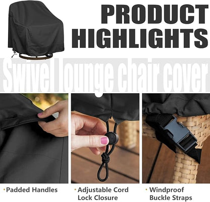 Outdoor Swivel Lounge Chair Cover, Fits to Lawn Patio Chairs, 420D - Image 3