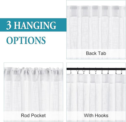 RYB HOME Extra Long White Sheer Curtains - Image 3