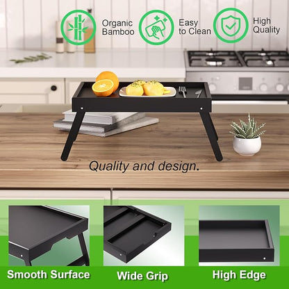 Fibogollo 2 Pack Bamboo Bed Tray Table - Image 4