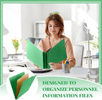 24 Pcs Classification Folders Letter Size, Back to School Supply for Teacher, Student, 1 Divider Pressboard File Folder Bulk with 2 Fasteners, 3.5 Inch Expanding File Organizer (Green)