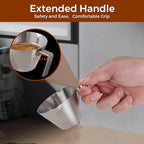 2 Pcs Espresso Cups with Handle, Stainless Steel Espresso Accessories, Double Spout Metal Measuring Cup with Dual Scale, Espresso Shot Cup with V-Shaped Mouth, 3.4OZ/100ML(Silver)