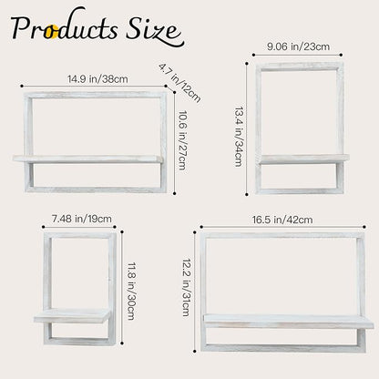 PHOENANCEE Square Floating Shelves, Framed Wall Shelf Decorative Set of 4 - Image 3