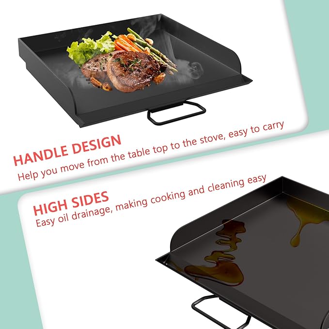 "14"" x 16"" Universal Flat Top Griddle for Camp Chef EX280LW YK60LW EX90LW EX60LW SB30D EX60FP DB60D EX60P EX60B, Fry Griddle Pan for Most Double Burner Stove/14"" Cook System Single & Gas Grill"