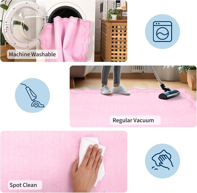 GarveeHome 2x6 Scalloped Washable Runner Rug Non Slip Hallway Kitchen Rug | - Image 7