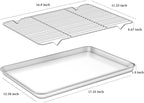 Deedro Baking Sheet with Rack Set [2 Sheets + 2 Racks], Stainless Steel Cookie Half Sheets Baking Pan Oven Tray with Cooling Rack, 17.32 x 12.28 x 1 Inch, Heavy Duty, Non-toxic, Easy Clean