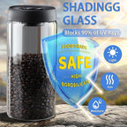 Vacuum Coffee Canister,2PCS 61FLOZ Borosilicate Glass Jar with Spare Airtight lid, Label & Brush, Coffee Bean Storage for Coffee Beans & Grounds (Shade Glass)