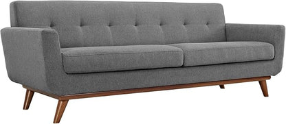 Modway Engage Mid-Century Modern Upholstered Fabric Sofa in Expectation Gray by Modway