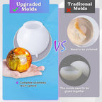 LET'S RESIN 9 Pcs Sphere Silicone Molds for Resin, Upgraded Seamless 3D Sphere Resin Molds Silicone,Large Round Ball Epoxy Resin Molds for Flowers Preservation,Resin Casting, Soap, Candle