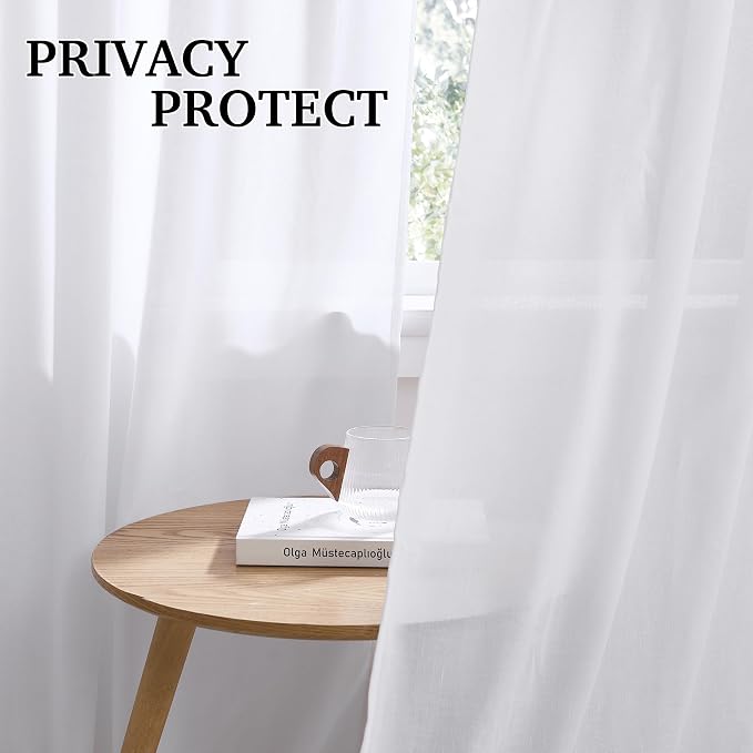 RYB HOME Linen Semi Sheer Curtains - Image 3