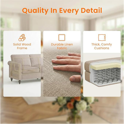 Living Room Sofa Sets 3 Piece, Modern 3 Seater Sofa and Loveseat Couch and - Image 3