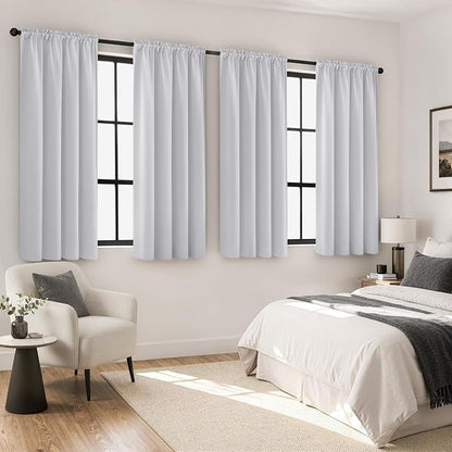 MIULEE 4 Panels Set Greyish White Blackout Curtains 63 Inch Length Bedroom | by MIULEE