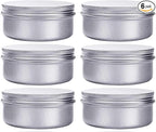 6 Ounce Aluminum Cans 180 mL Screw Lid Metal Storage Tins Containers for Storing Spices, Candies, Lip Balm, Candles, 6 Pcs.