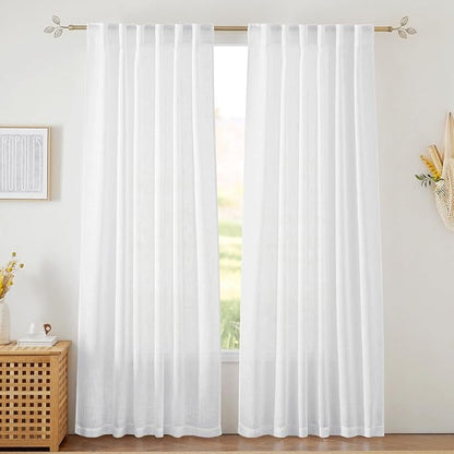 RYB HOME White Semi Sheer Curtains 84 inches Long by RYBHOME