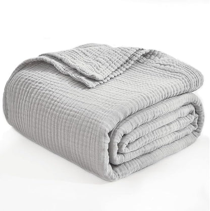EMME Muslin Blankets for Adults Grey Small Blanket 40" x 50" | Throw Blanket - Image 4