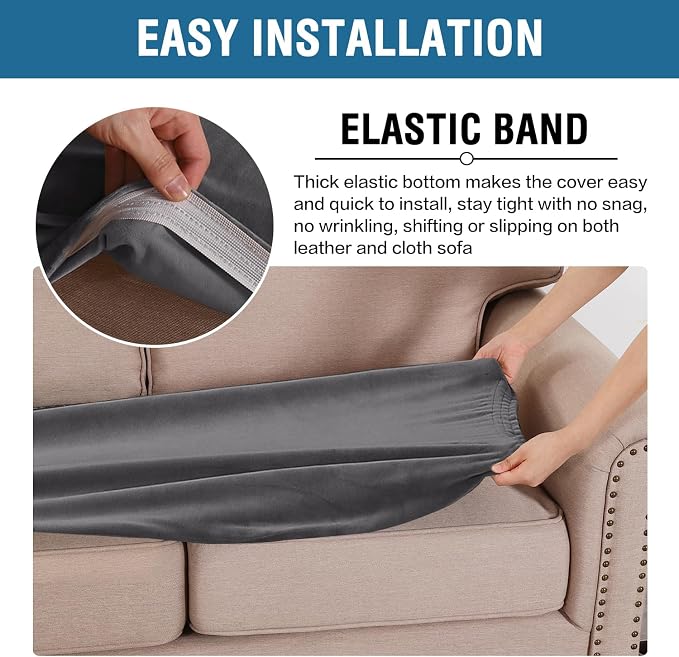 H.VERSAILTEX Velvet Stretch Individual Loveseat Couch Cover Plush Slipcover - Image 4