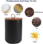 Kitchen Canisters for Countertop, Ceramic Coffee Canisters with Airtight Lids Food Storage Jars Sugar Container for Kitchen Counter Tea, Coffee Beans, Spice (#001Black-Set of 3)