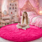 Amdrebio Hot Pink Fluffy Large Round Rug 6Ft by Amdrebio