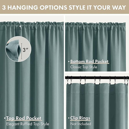 MIULEE 4-Panel 36 Inch Blackout Kitchen Tier Curtains Over Sink Dusty Blue | - Image 8