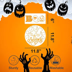 Halloween Stencils for Painting 12inch Large Reusable Halloween Stencil for Door Hanger Round Skeleton Ghost Boo Templates for Wood Walls Windows Door Mat Fabric