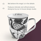 Karma Gifts 14 oz Black and White Boho Mug Flamingo - Cute Coffee and Tea Mug - Ceramic Coffee Mugs for Women and Men